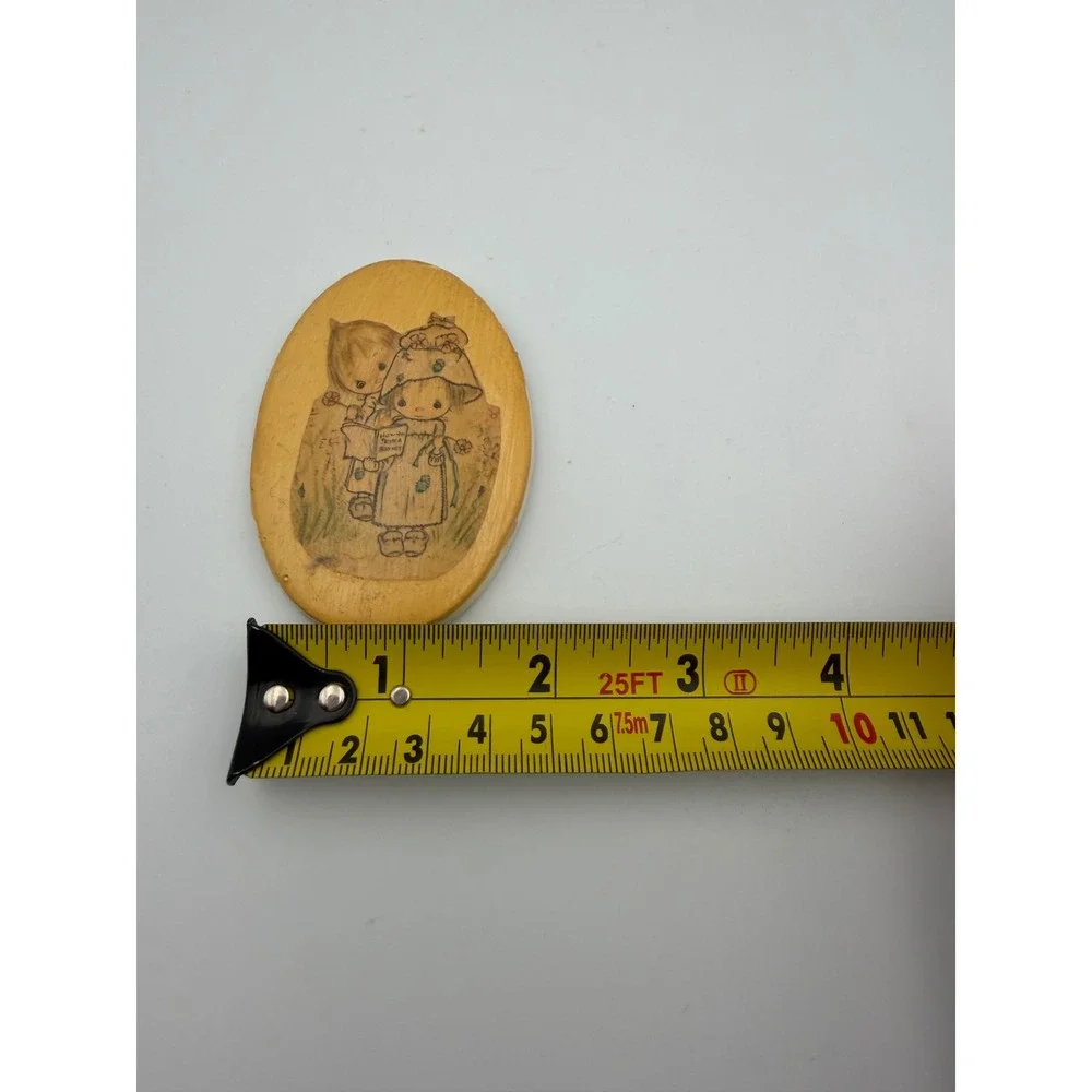 Vintage Precious Moments Holly Hobbie Style Wood Oval Wall Plaques Set of 4